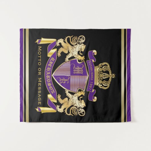 モノグラムの王冠の紋章あなた自身の紋章付き外衣を作って下さい タペストリー (正面(横))