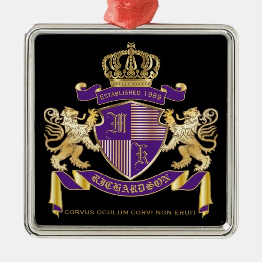 モノグラムの王冠の紋章あなた自身の紋章付き外衣を作って下さい メタルオーナメント (正面)