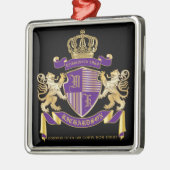 モノグラムの王冠の紋章あなた自身の紋章付き外衣を作って下さい メタルオーナメント (左)