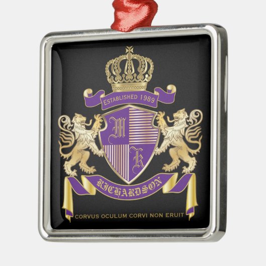 モノグラムの王冠の紋章あなた自身の紋章付き外衣を作って下さい メタルオーナメント (左)