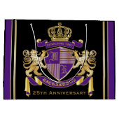 モノグラムの王冠の紋章あなた自身の紋章付き外衣を作って下さい ラージペーパーバッグ (裏面)