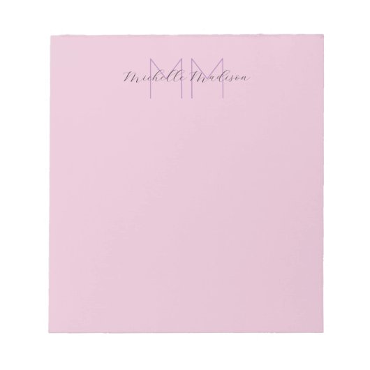 モノグラムの現代的な手書き名前イニシャル ノートパッド (正面)