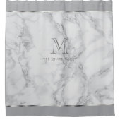 モノグラムの白いおよび灰色の大理石のデザイン シャワーカーテン (正面)