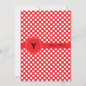 モノグラムの白と赤の水玉模様のウェディングシャワー 招待状 (裏面)