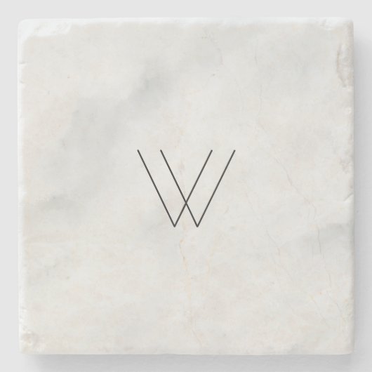 モノグラムの白の大理石 ストーンコースター (正面)