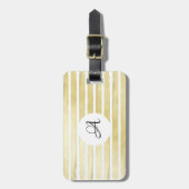 モノグラムの白エレガント金ゴールド絵を描ストライプの箔 ラゲッジタグ (正面縦)