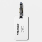 モノグラムの白エレガント金ゴールド絵を描ストライプの箔 ラゲッジタグ (裏面縦)