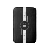 モノグラムの白黒アールデコ バスマット (正面縦)