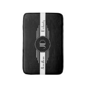 モノグラムの白黒アールデコ バスマット (正面縦)