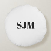 モノグラムの白黒カスタムイニシャルミニマル ラウンドクッション (裏面)