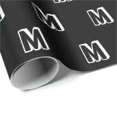 モノグラムの白黒カスタムパタモダンーン ラッピングペーパー (ロールコーナー)