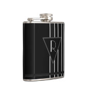 モノグラムの白黒ストライプの フラスク (右)