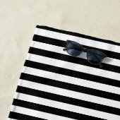 モノグラムの白黒ストライプパターンカスタム ビーチタオル (インサイチュ)