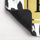 モノグラムの白黒パターン マウスパッド (コーナー)