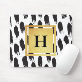 モノグラムの白黒パターン マウスパッド (マウス)