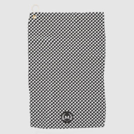 モノグラムの白黒パタ千鳥格子のーン ゴルフタオル