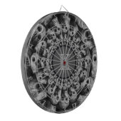 モノグラムの白黒不気味なスカルの抽象芸術 ダーツボード (正面左)