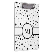 モノグラムの白黒水玉模様とストライプ クリップボード (右)