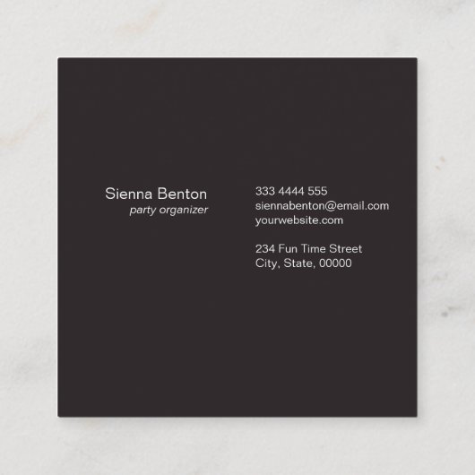 モノグラムの白黒水玉模様 スクエア名刺 (裏面)