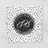 モノグラムの白黒水玉模様 スクエア名刺 (正面)