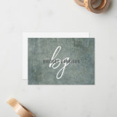 モノグラムの石板ブルーグレーブ絵を描ラシ ノートカード (正面/裏面インサイチュ)