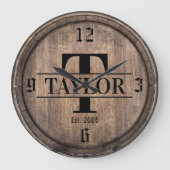 モノグラムの確立される最初のヴィンテージの姓 ラージ壁時計 (正面)