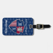 モノグラムの紋章の盾銀製のライオンの紋章付き外衣 ラゲッジタグ (正面横)