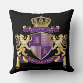 モノグラムの紋章の金ライオンの盾紋章付き外衣 クッション (裏面)