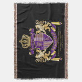 モノグラムの紋章の金ライオンの盾紋章付き外衣 スローブランケット (正面縦)