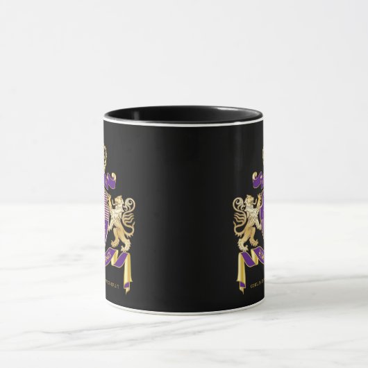 モノグラムの紋章の金ライオンの盾紋章付き外衣 マグカップ (中央)