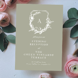 モノグラムの紋章セージ緑の結婚披露宴 エンクロージャーカード