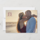 モノグラムの紋章 ハート クラウン ワインレッド ピンク 結婚式 招待状 (裏面)