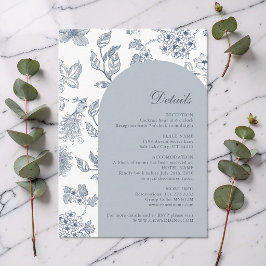 モノグラムの紋章 高級感のあるフレンチブルーの結婚式の詳細 エンクロージャーカード
