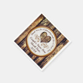モノグラムの素朴パーソナライズされた結婚のナプキン スタンダードカクテルナプキン (角)
