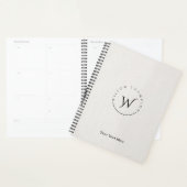 モノグラムの素朴白リネンエレガントスクリプト プランナー手帳 (ディスプレー)