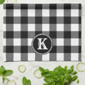 モノグラムの素朴白黒バッファロープレイド キッチンタオル (折り畳み)