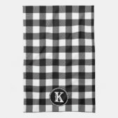 モノグラムの素朴白黒バッファロープレイド キッチンタオル (縦)