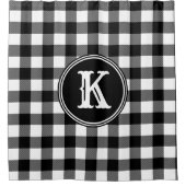 モノグラムの素朴白黒バッファロープレイド シャワーカーテン (正面)