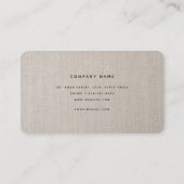 モノグラムの素朴Beigeリネンエレガントスクリプト 名刺 (裏面)