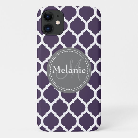 モノグラムの紫とグレーのクワトロフォイル Case-Mate iPhoneケース (裏面)