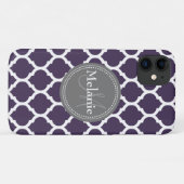 モノグラムの紫とグレーのクワトロフォイル Case-Mate iPhoneケース (裏面(横))