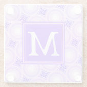 モノグラムの紫の丸パターン ガラスコースター (裏面)