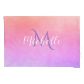 モノグラムの紫紫ピンクの桃のグラデーション 枕カバー (正面)