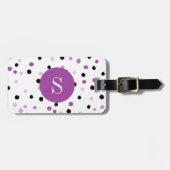 モノグラムの紫色および黒い点 ラゲッジタグ (正面横)