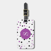 モノグラムの紫色および黒い点 ラゲッジタグ (正面縦)