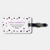 モノグラムの紫色および黒い点 ラゲッジタグ (裏面横)