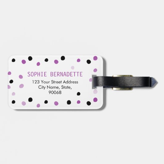 モノグラムの紫色および黒い点 ラゲッジタグ (裏面横)