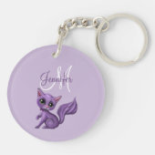 モノグラムの紫色の子猫 キーホルダー (裏面)