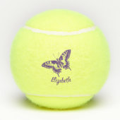モノグラムの紫色の蝶犬ペットはお母さんを遊ばします テニスボール (裏面)