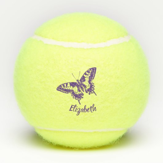 モノグラムの紫色の蝶犬ペットはお母さんを遊ばします テニスボール